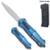 Spear Point OTF Knife Out The Front 7" Tactical  Straight Edge Blue Handle