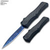 OTF Damascus Pattern Blue Blade Double Edge Carbon Fiber Handle