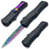 OTF Damascus Pattern Titanium  Blade Double Edge Carbon Fiber Handle