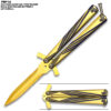 Non-Sharp Butterfly Gold Blue Handle and Goold Spear Blade