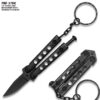 Mini Black Key Chain Butterfly Knife Drop Point Edge Blade