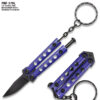 Mini Blue Key Chain Butterfly Knife Drop Point Edge Blade