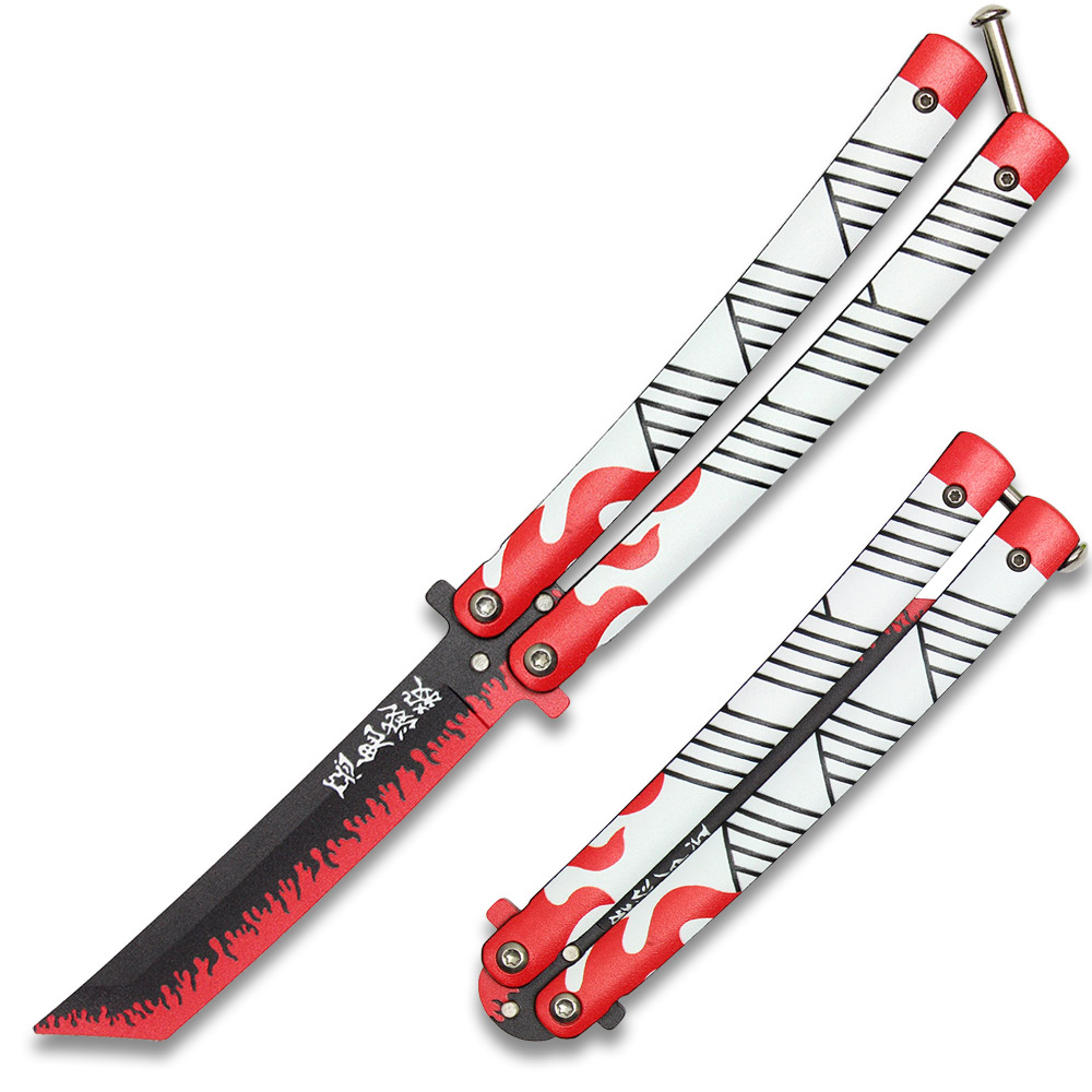 Demon Slayer Kyojuro Rengoku Red Nichirin Trainer Butterfly Knife
