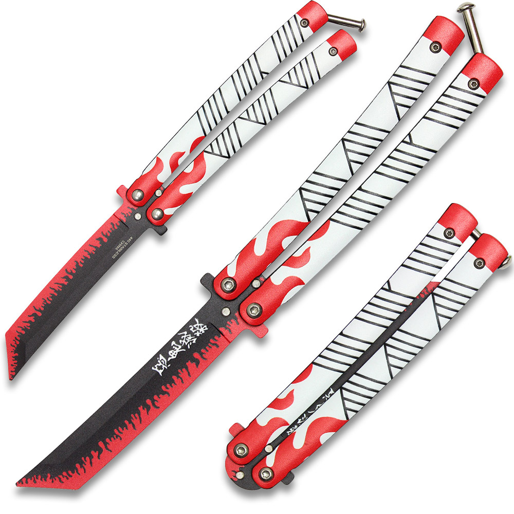 Demon Slayer Kyojuro Rengoku Red Nichirin Trainer Butterfly Knife