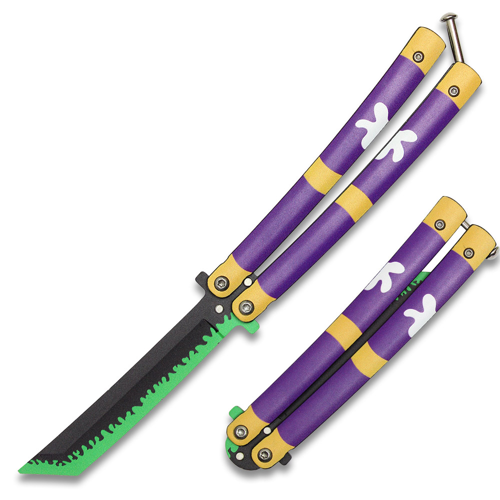 Demon Slayer Roronoa Zoro's Purple "Enma" Trainer Butterfly Knife