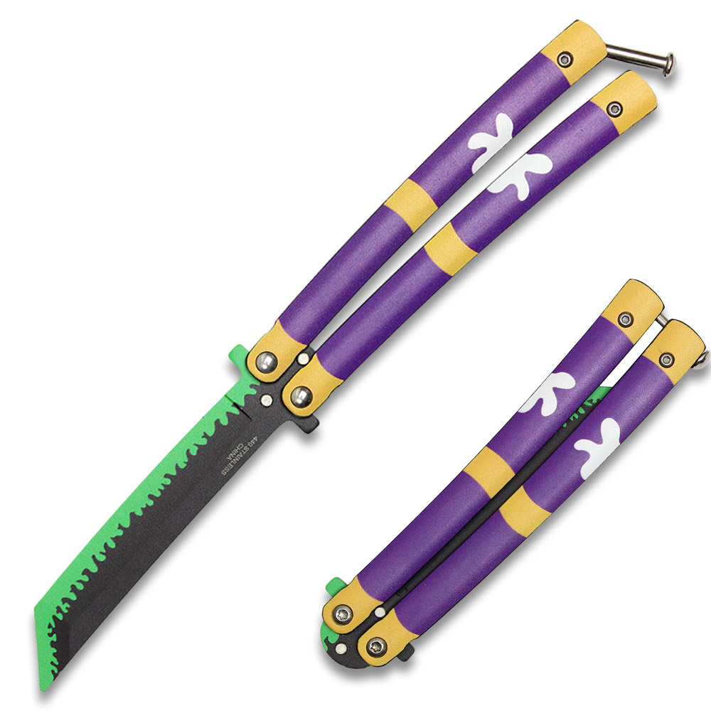 Demon Slayer Roronoa Zoro's Purple "Enma" Trainer Butterfly Knife