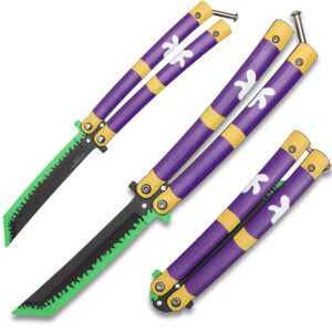 Demon Slayer Roronoa Zoro's Purple "Enma" Trainer Butterfly Knife