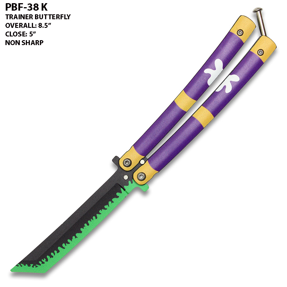 Demon Slayer Roronoa Zoro's Purple "Enma" Trainer Butterfly Knife