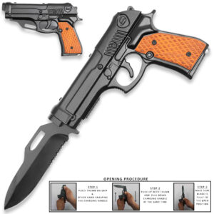 8″ Semi-Auto Pistol Style Assisted Knife Slide Cocking Open Mechanism