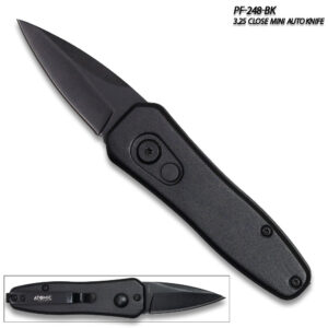 Black Push Button Legal Auto Knife (Black)