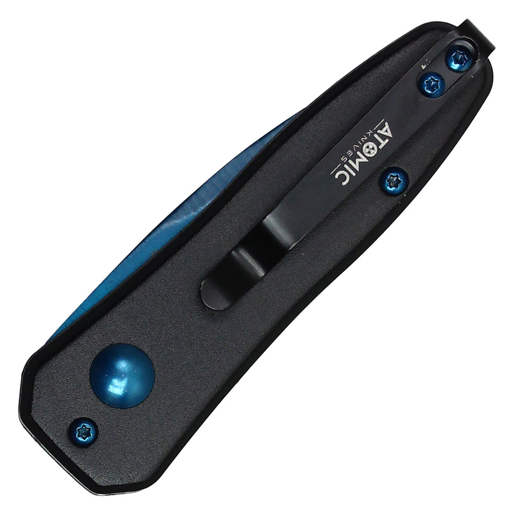 Blue Push Button Legal Auto Knife Black Handle