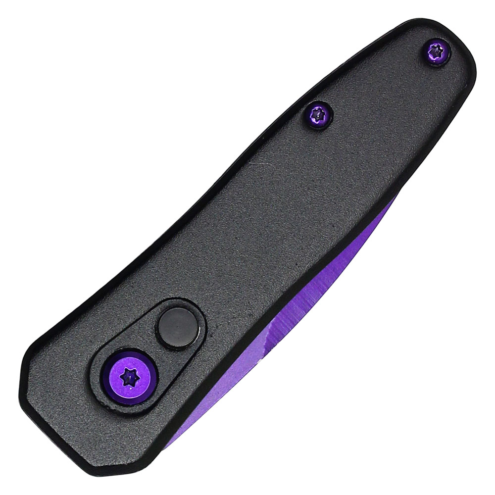 Purple Push Button Legal Auto Knife Black Handle