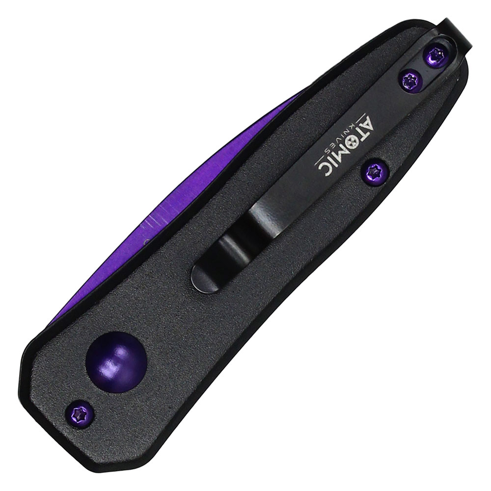 Purple Push Button Legal Auto Knife Black Handle