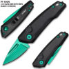 Green Drop Point Blood Groove Push Button Legal Auto Knife