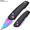 Rainbow Drop Point Blood Groove Push Button Legal Auto Knife
