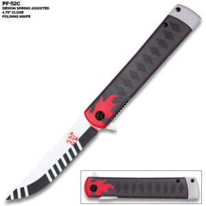 DEMON SLAYER - Tanjiro Kamado's Black Nichirin Style Spring Assisted  Knife