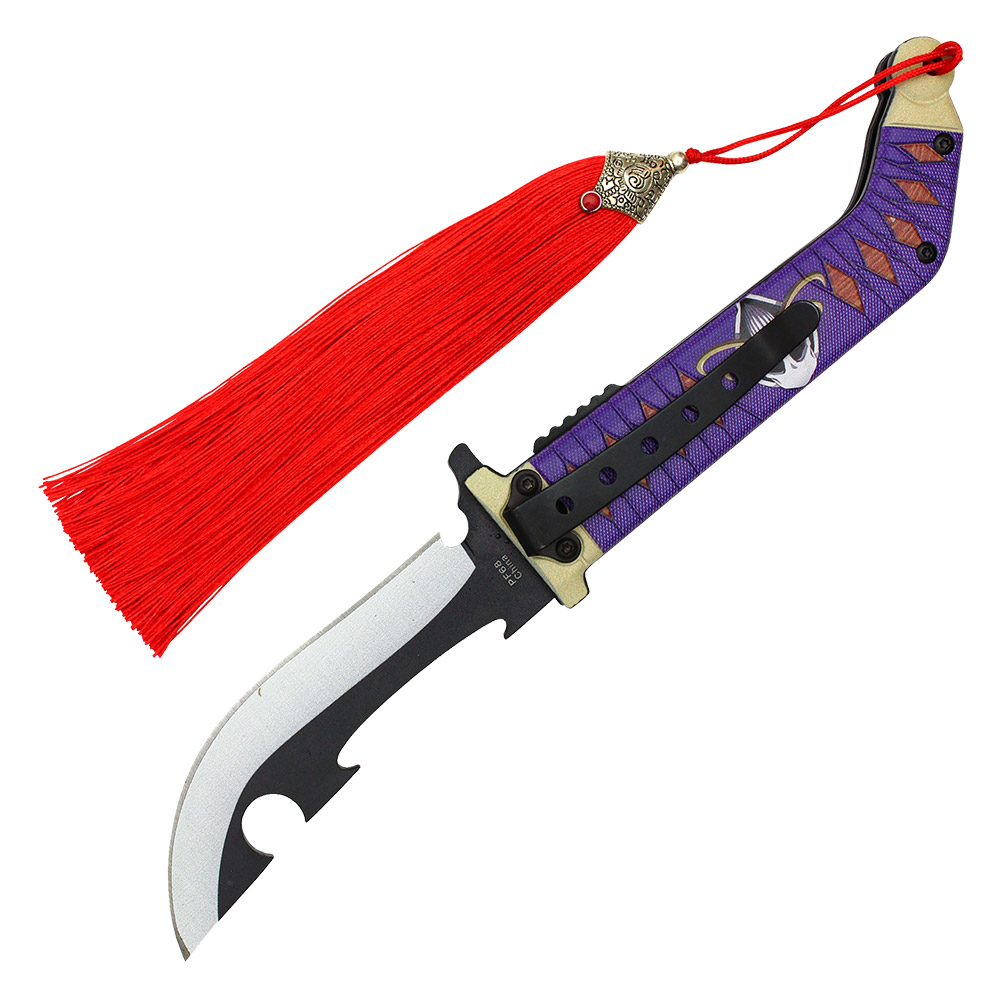 One Piece Anime Whitebeard Spring Assisted Pocket Knife with Tassel