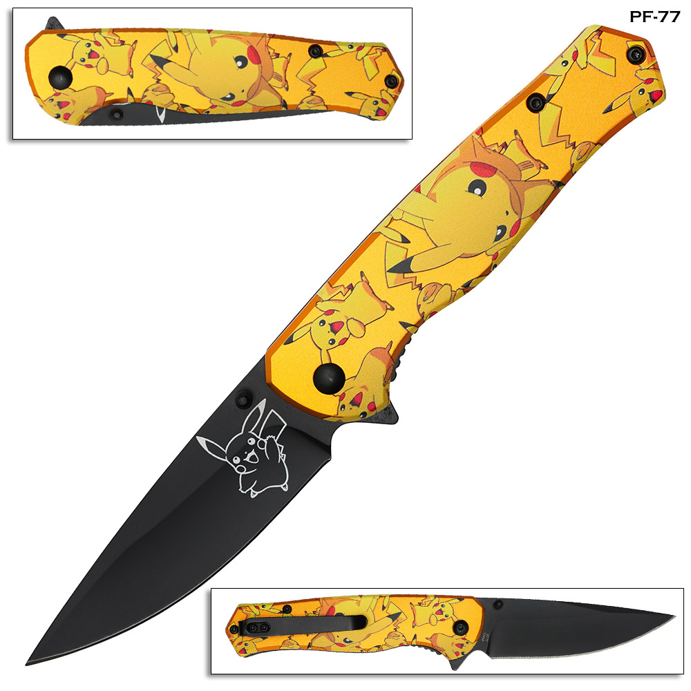 Pikachu Orange Handle Spring Assist Pocket Knife
