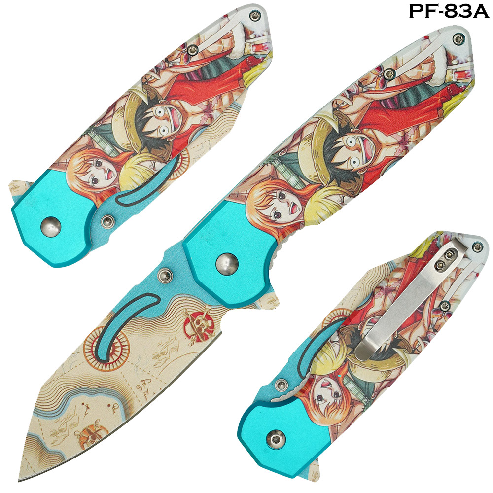 One Piece Anime Print Handle Spring Assist Pocket Knife