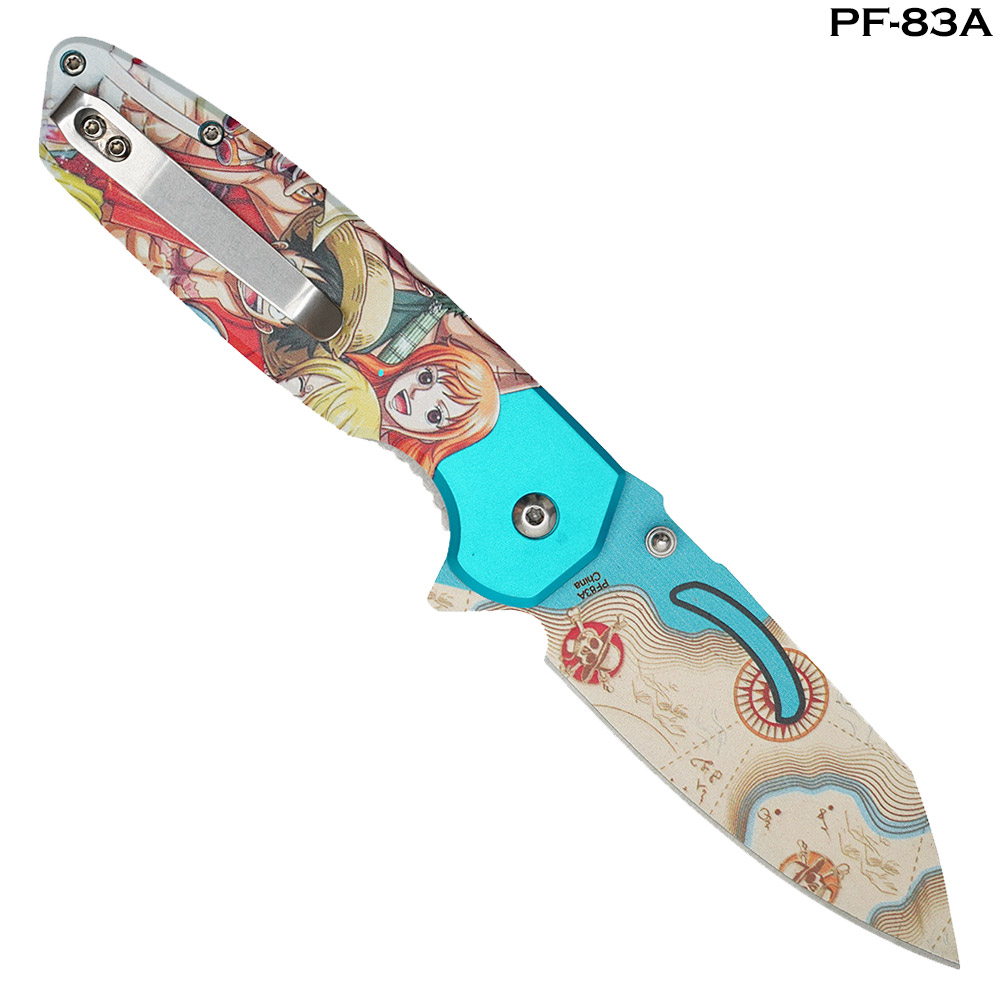 One Piece Anime Print Handle Spring Assist Pocket Knife