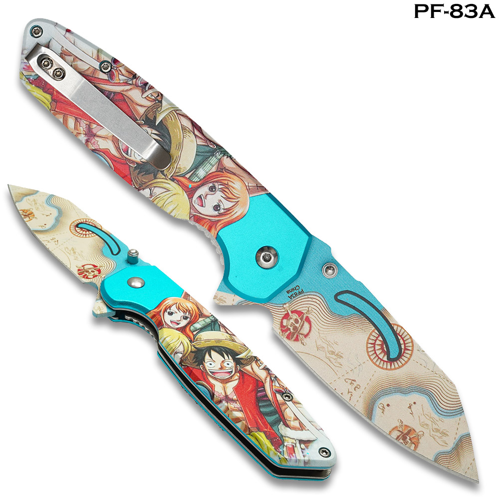 One Piece Anime Print Handle Spring Assist Pocket Knife