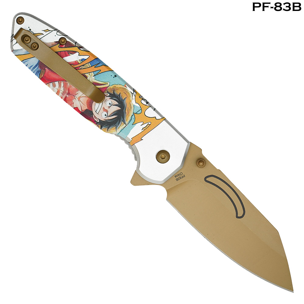 Luffy White and Gold Luffy Print Handle Spring Assist Pocket Knife