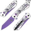 Frieza Print Grey Purple Handle Spring Assist Pocket Knife