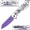 Frieza Print Grey Purple Handle Spring Assist Pocket Knife