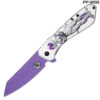 Frieza Print Grey Purple Handle Spring Assist Pocket Knife