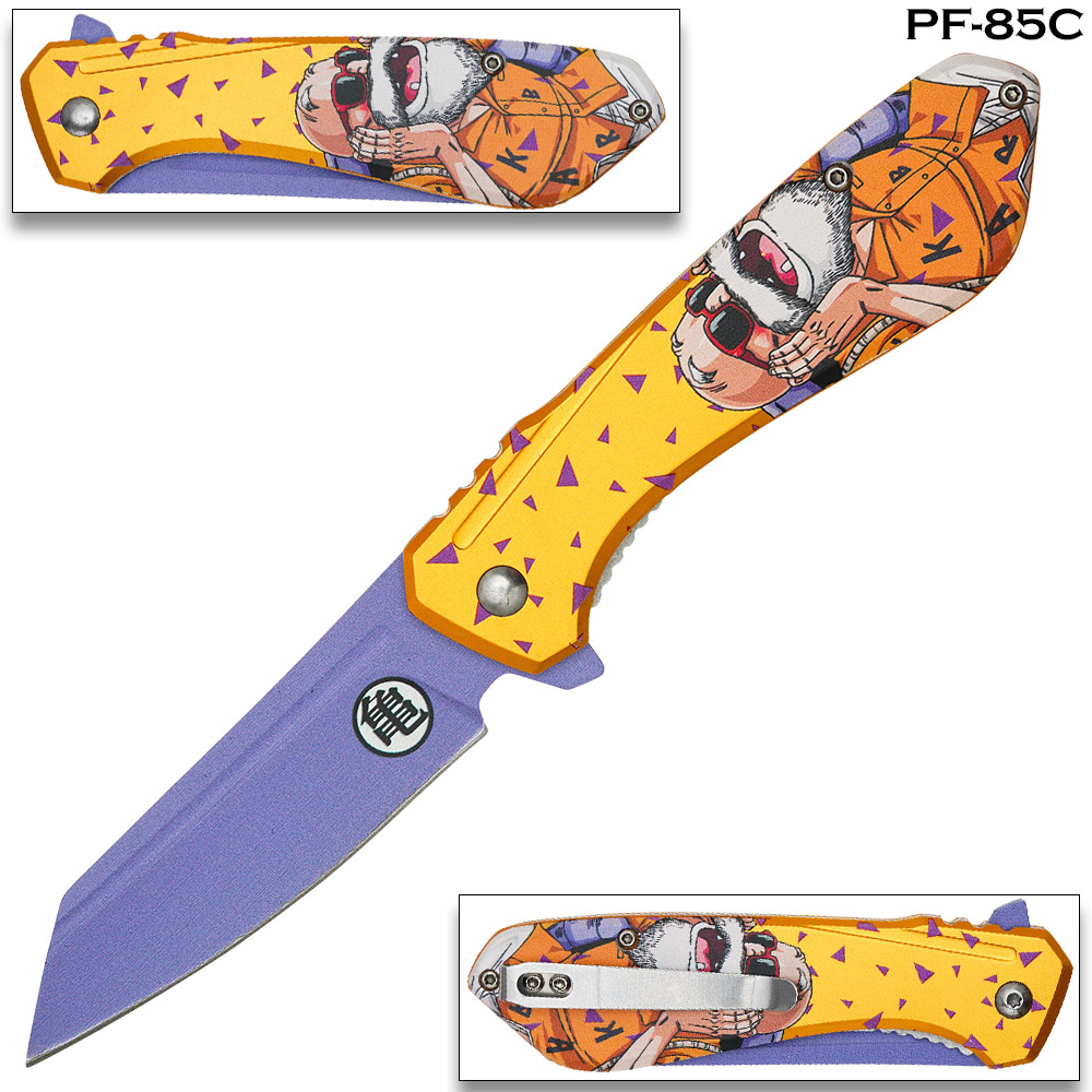 Master Roshi Orange Handle Spring Assist Pocket Knife