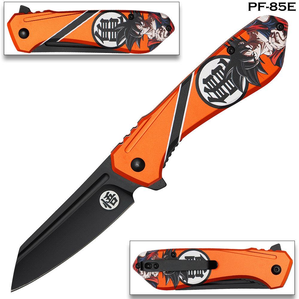 Orange Son Goku Spring Assist Pocket Knife
