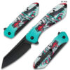 Chainsaw Skull Graphic Tanto Folding Knife