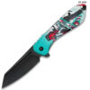 Chainsaw Skull Graphic Tanto Folding Knife