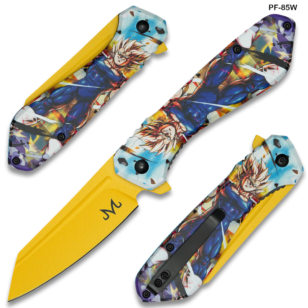 Dragon Ball Z Vegeta Saiyan Fury Graphic Tanto Folding Knife