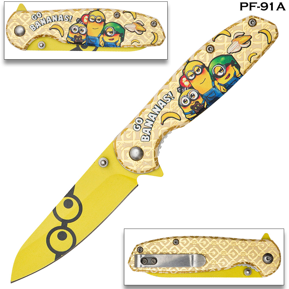 Yellow Minion Spring Assist Pocket Knife
