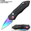 Rainbow Blade  Push Button 5 Inches Overall Legal Auto Knife Black Handle