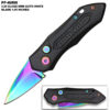 Rainbow Blade  Push Button 5 Inches Overall Legal Auto Knife Black Handle