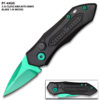 New Green Blade  Push Button 5 Inches Overall Legal Auto Knife Black  Handle
