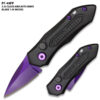 New purple Blade  Push Button 5 Inches Overall Legal Auto Knife Black  Handle
