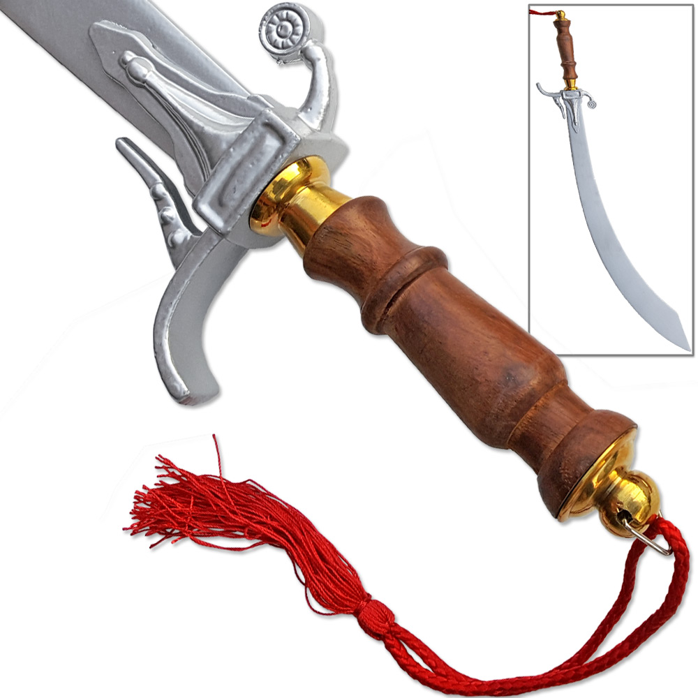 BELLY DANCE BALANCED SICMITAR Silver Finish w/ Natural Wood Hand