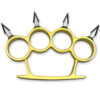 RAGE! Spiked Brass Knuckle Paper Weight Duster 4-Blade Aluminum Display