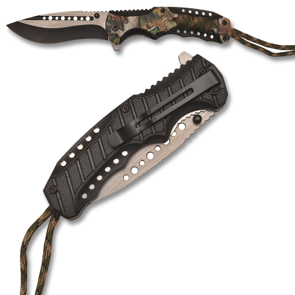 Spring Assisted Knife Camo Handle Camo Cord Wrap