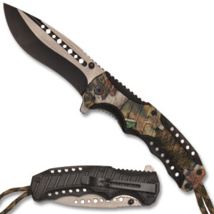 Spring Assisted Knife Camo Handle Camo Cord Wrap