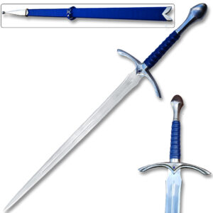 LOTR  Fantasy Glamdring Replica Sword Blue Leather Wood Scabbard