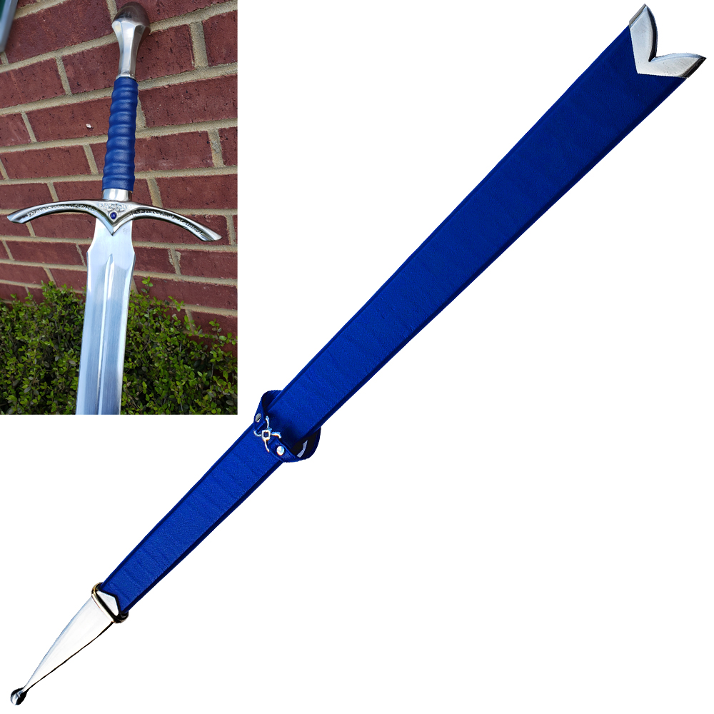 LOTR  Fantasy Glamdring Replica Sword Blue Leather Wood Scabbard