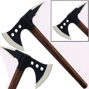 Spiked Medieval Axe Steel Viking Replica Battle Hatchet Triple Hole