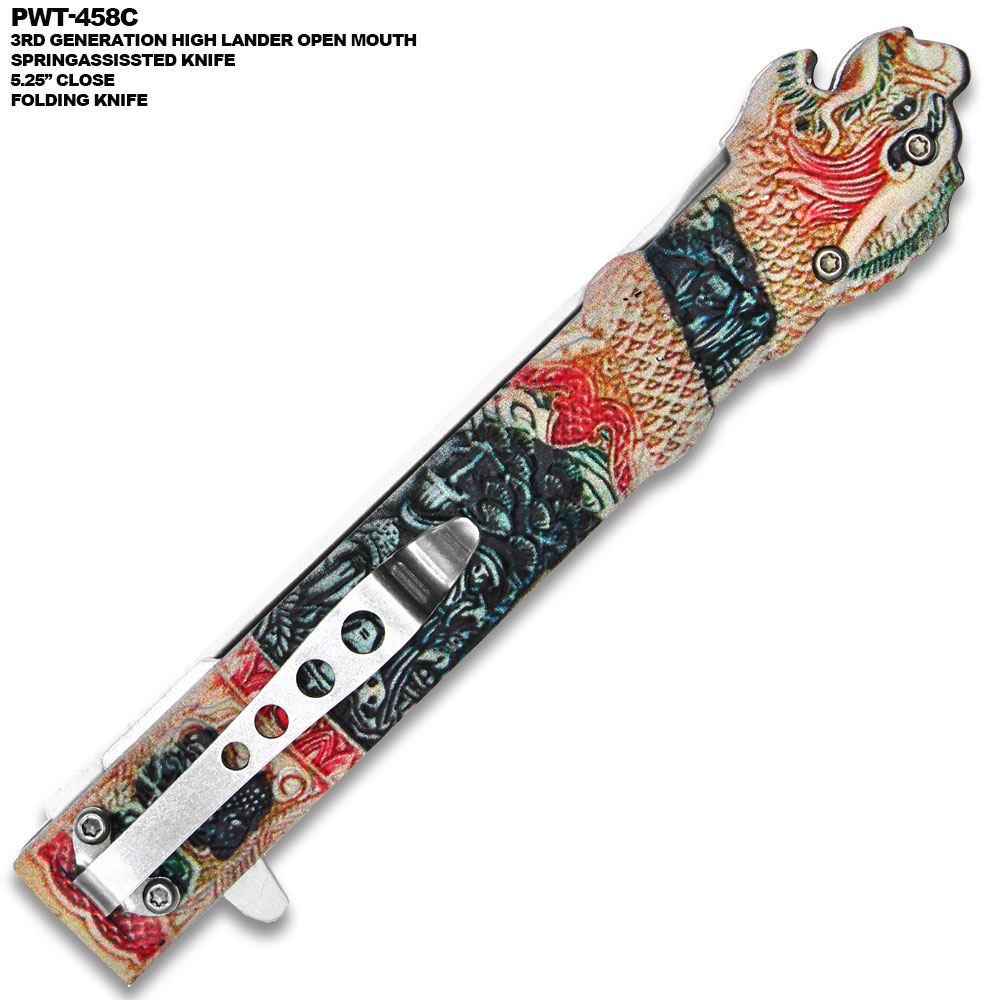 3rd Gen Highlander MacLeod Style Spring Assisted Knife Silver Blade