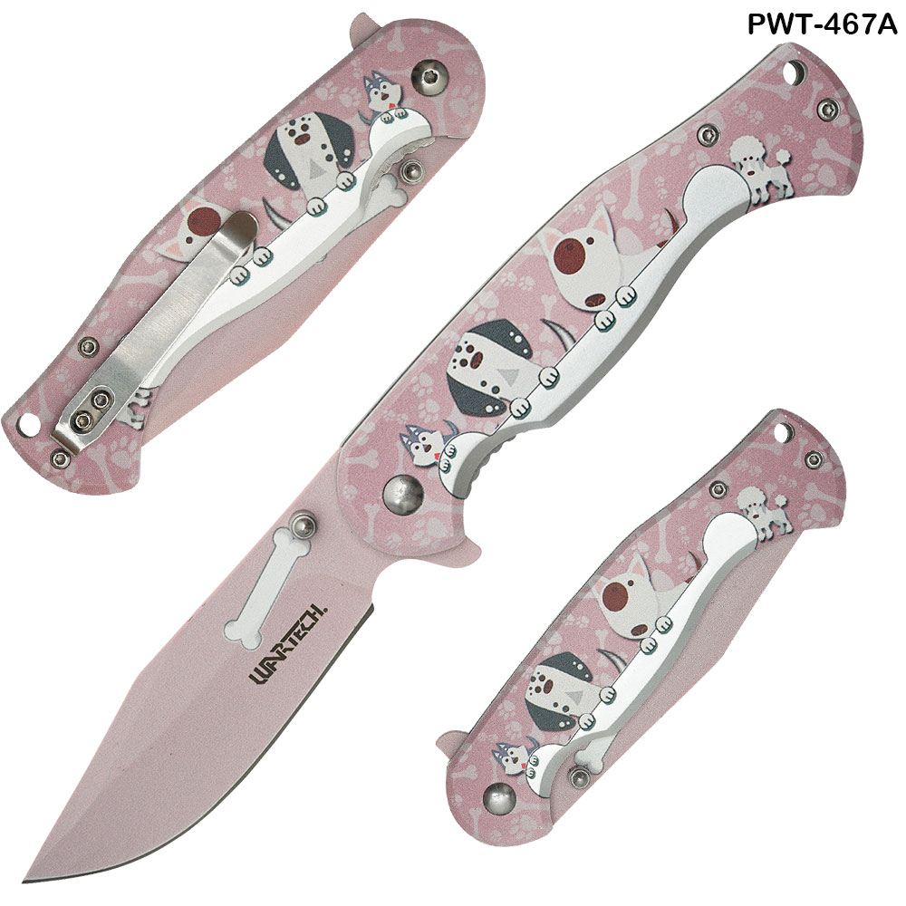 Doggie Spring Assist Pocket Knife - Pink
