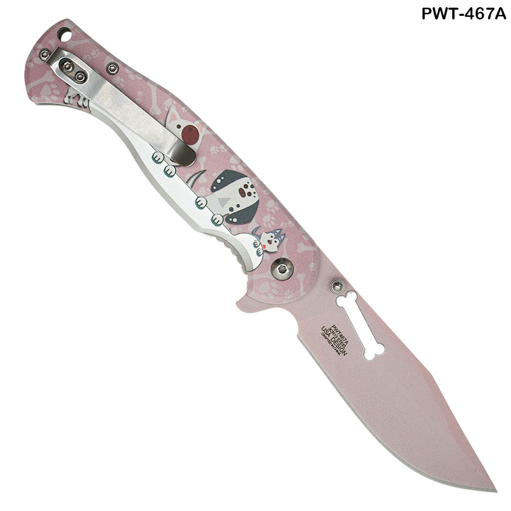 Doggie Spring Assist Pocket Knife - Pink