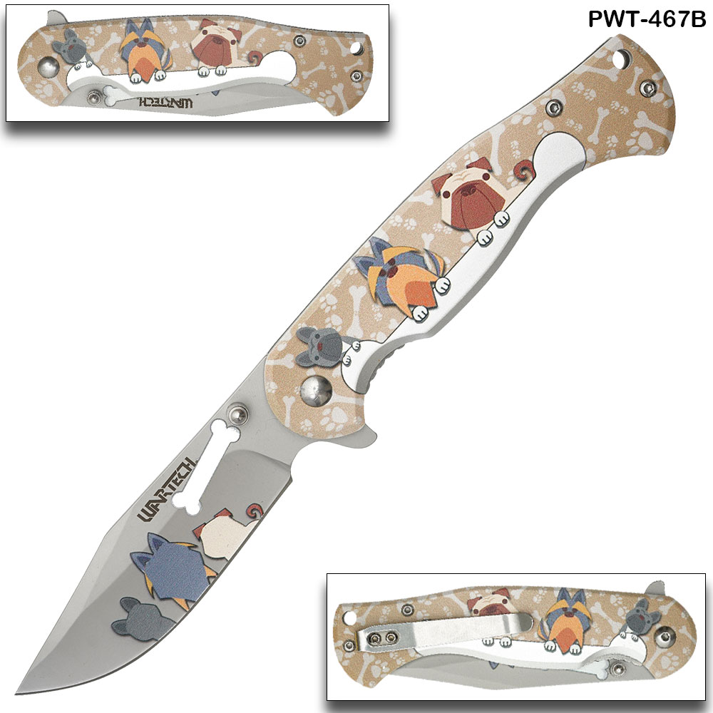 Doggie Spring Assist Pocket Knife - Tan